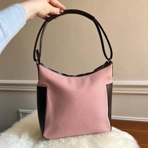 Authentic Gucci Pink + Brown Shoulder Bag, canvas + leather, vintage 90s - Y2K